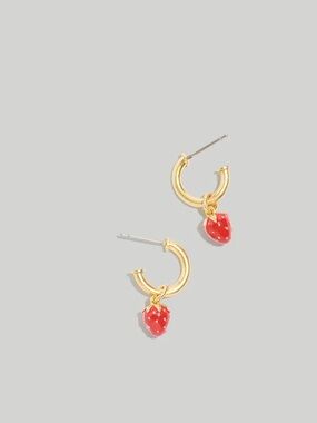 NEW Madewell | Strawberry Fruit Gold Huggy Hoop Earrings